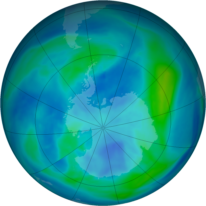 Antarctic ozone map for 19 March 2007